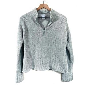 Vintage light green chenille half zip sweater